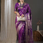 Anouk Purple & Gold-Toned Ethnic Motifs Woven Design Zari Banarasi Saree | Swadesiicart
