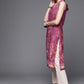 Biba Women Purple & Brown Pure Cotton Ethnic Motifs Printed V-Neck Sleeveless Kurta - Swadesiicart