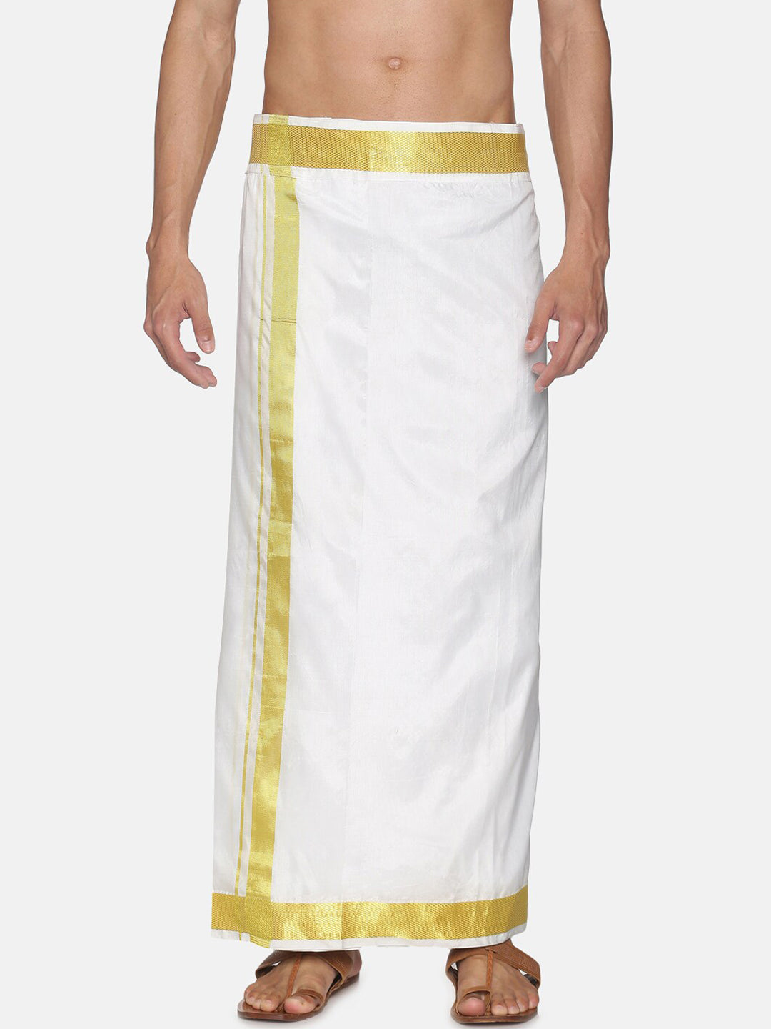 Sethukrishna Men White Solid Readymade Dhoti | Swadesiicart