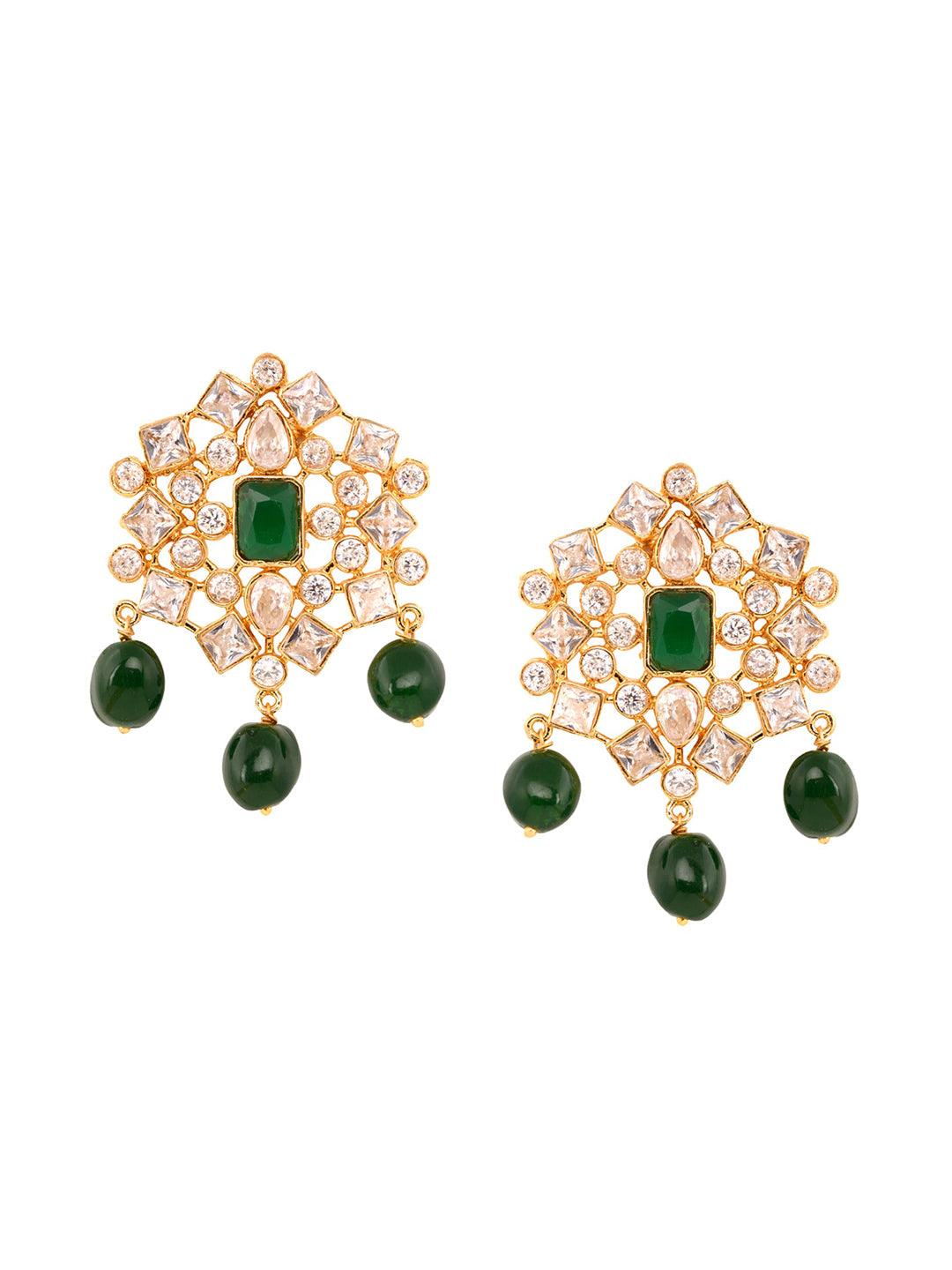 Saraf RS Jewellery Gold-Polished White & Green American Diamond Studded Choker Jewellery Set | Swadesiicart