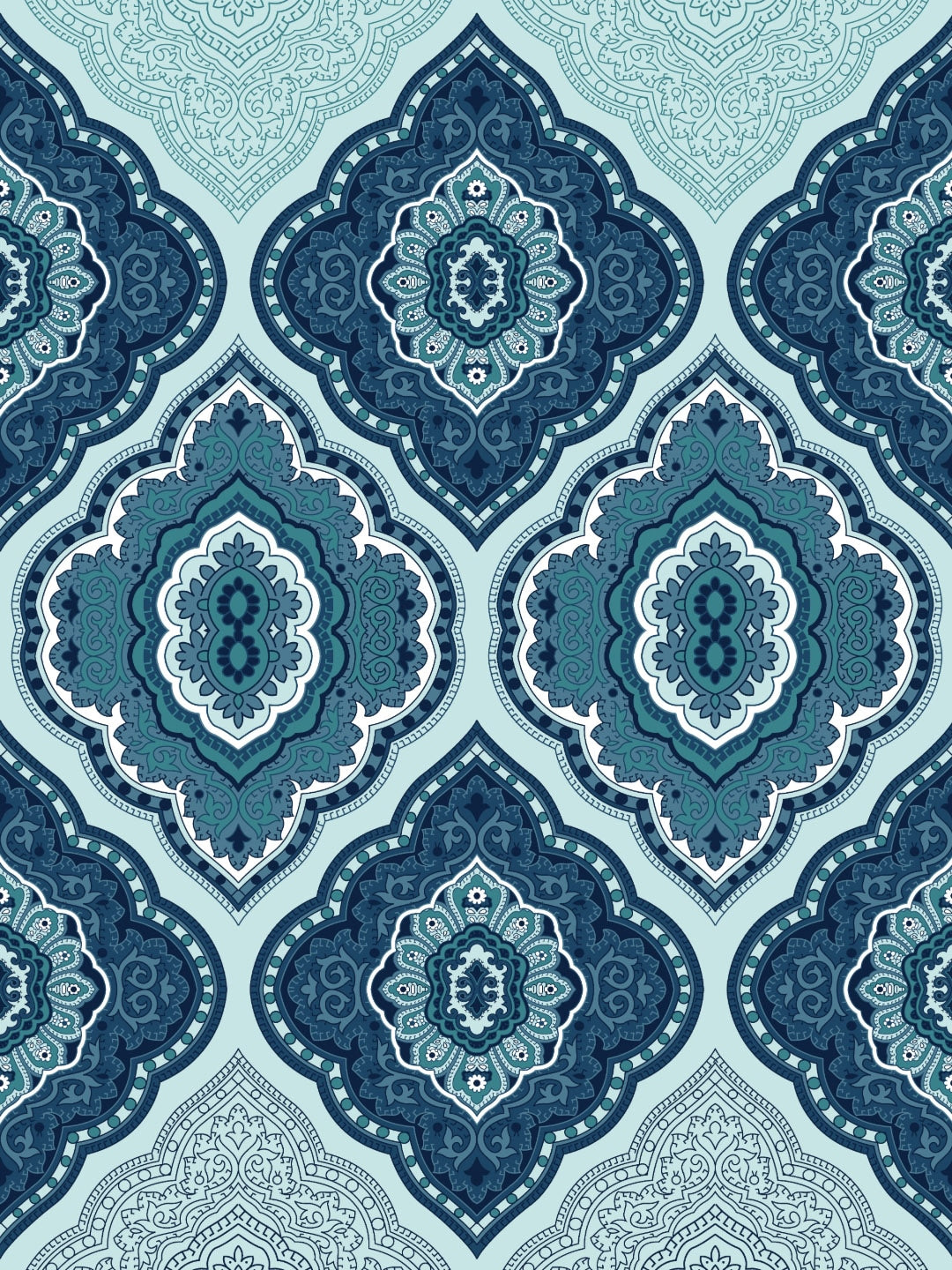 Dreamscape Blue Ethnic 144 TC Cotton Bedsheet with Reversible Pillow Covers - Swadesiicart