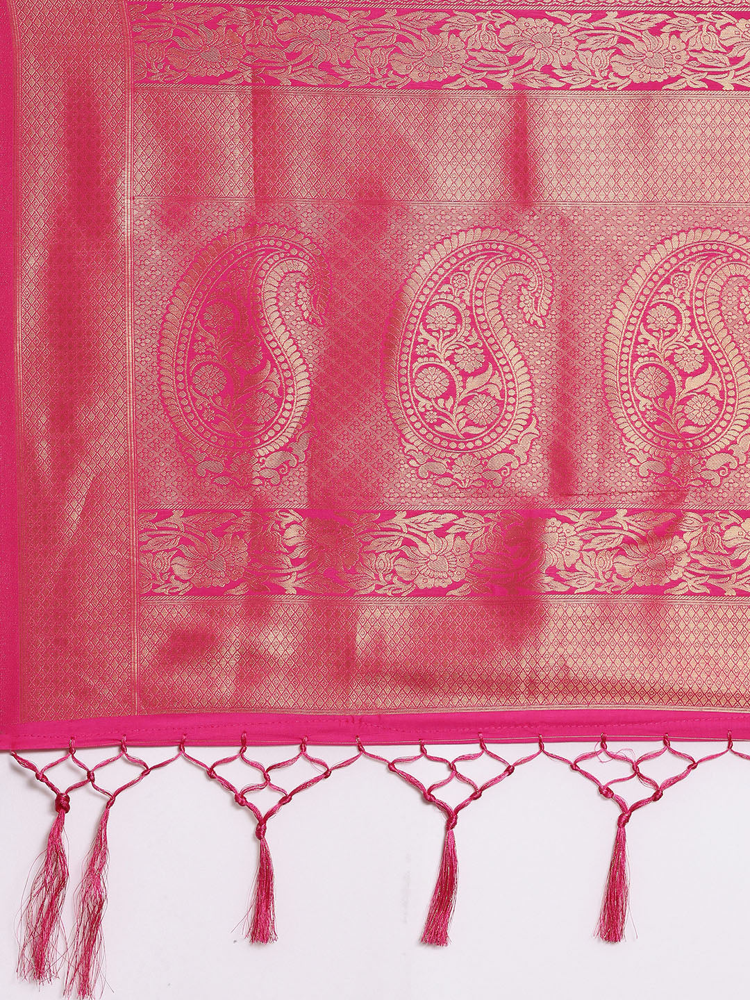 Saree Mall Pink Ethnic Motifs Zari Silk Blend Banarasi Saree For Women | Swadesiicart