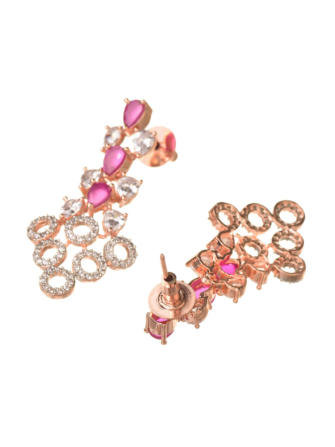 Saraf RS Jewellery Rose Gold-Polished Red AD-Studded Jewellery Set - Swadesiicart