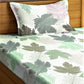 Home Sizzler White & Green Floral 210 TC Bedsheet with Pillow Covers - Swadesiicart