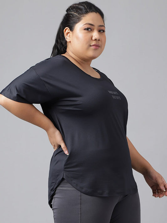 MKH Plus Size Typography Printed Dri-FIT Sports T-Shirt - Swadesiicart