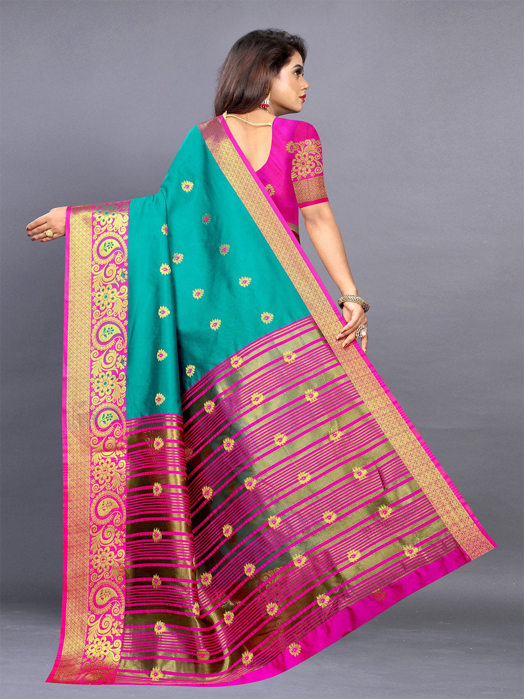 Kalini Ethnic Motifs Zari Jute Silk Banarasi Saree | Swadesiicart