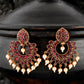Shoshaa Magenta Gold-Polished Contemporary Drop Earrings | Swadesiicart