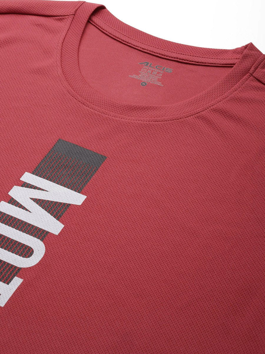 Alcis Men Typography Printed Anti Static Slim Fit Sports T-shirt | Swadesiicart