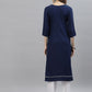 Kalini Women Blue Poly Viscose Rayon Embroidered Kurta | Swadesiicart