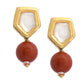 Ruby Raang Red Jasper Kundan Earrings | Swadesiicart