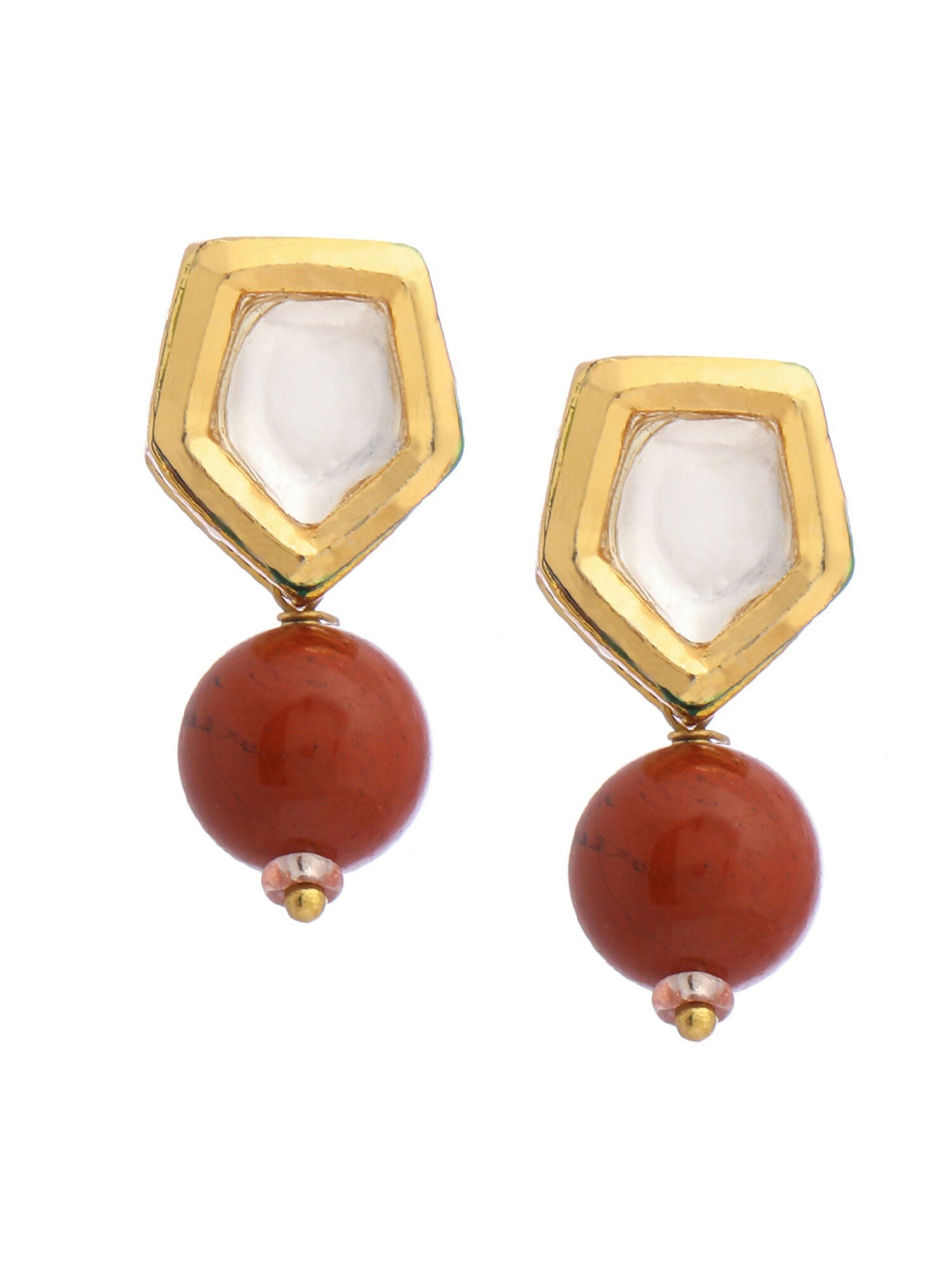 Ruby Raang Red Jasper Kundan Earrings | Swadesiicart