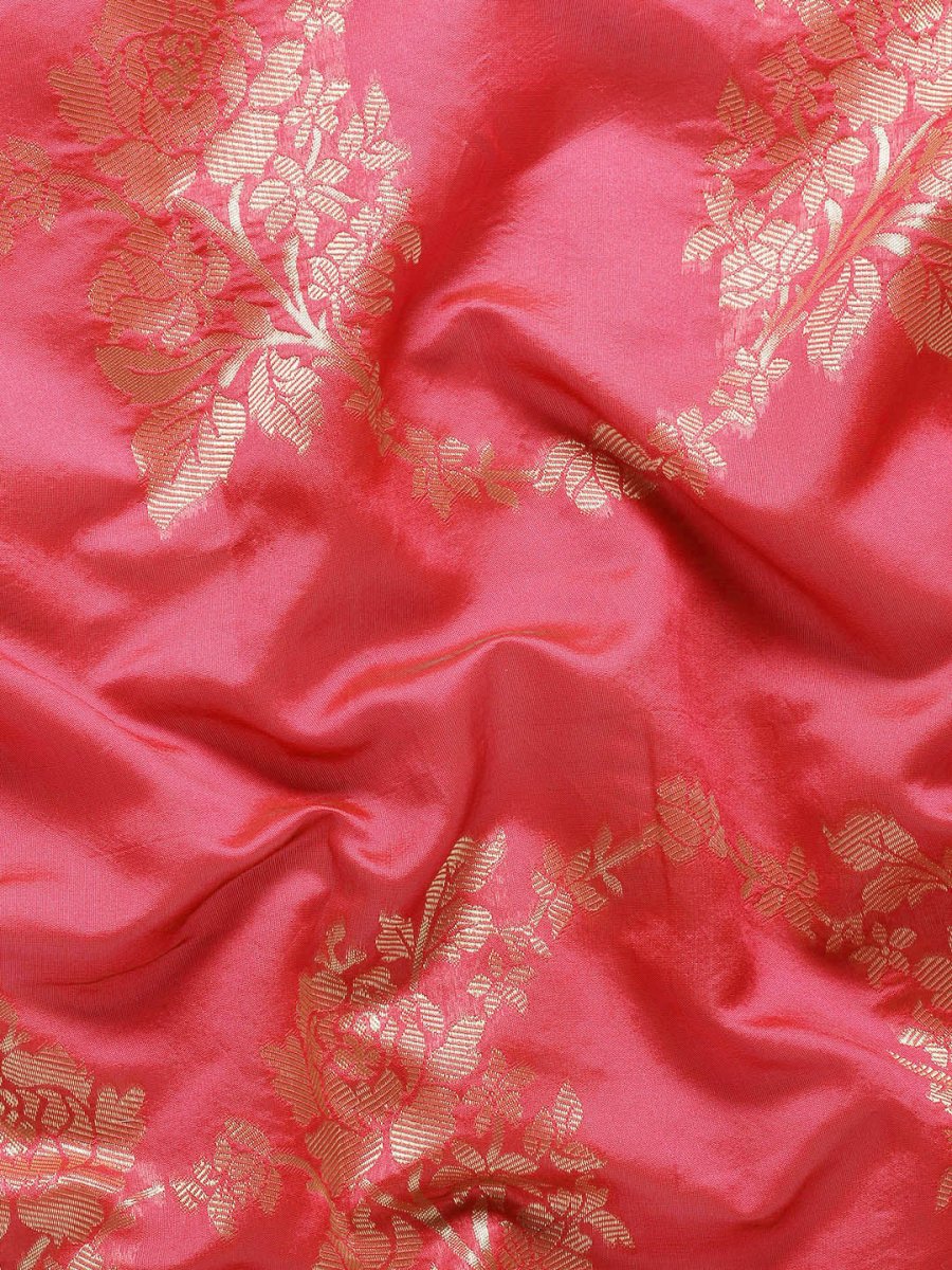 Anouk Pink Woven Design Pure Silk Banarasi Saree | Swadesiicart
