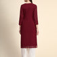 Kalini Paisley Embroidered Chikankari Georgette Straight Regular Kurta | Swadesiicart