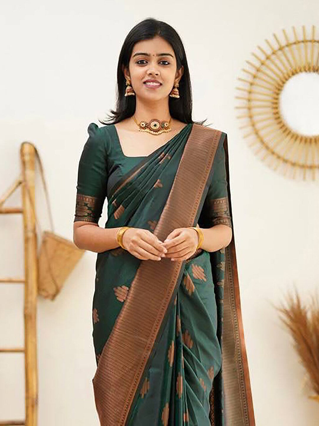 Kalini Woven Design Ethnic Motifs Zari Banarasi Saree | Swadesiicart