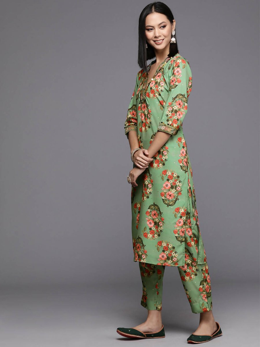 Ahalyaa Women's Traditional wear Kurta Set - Green | Swadesiicart