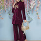 Joban Fashion Wine Velvet Hand Embellished Coord Set - Swadesiicart