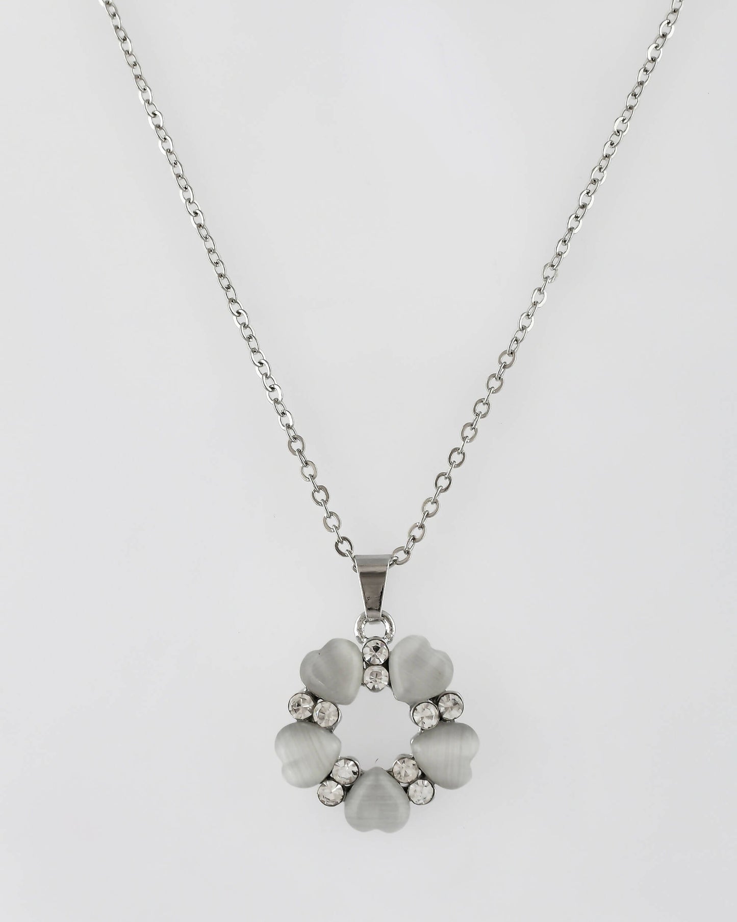 VOJ Women Beads Stainless Steel Sliver-Plated Chain with Heart-Shape Pendant - Swadesiicart