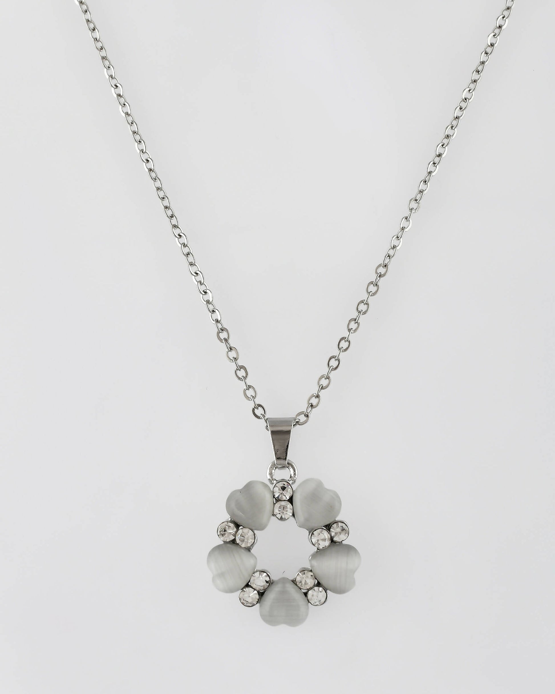 VOJ Women Beads Stainless Steel Sliver-Plated Chain with Heart-Shape Pendant - Swadesiicart
