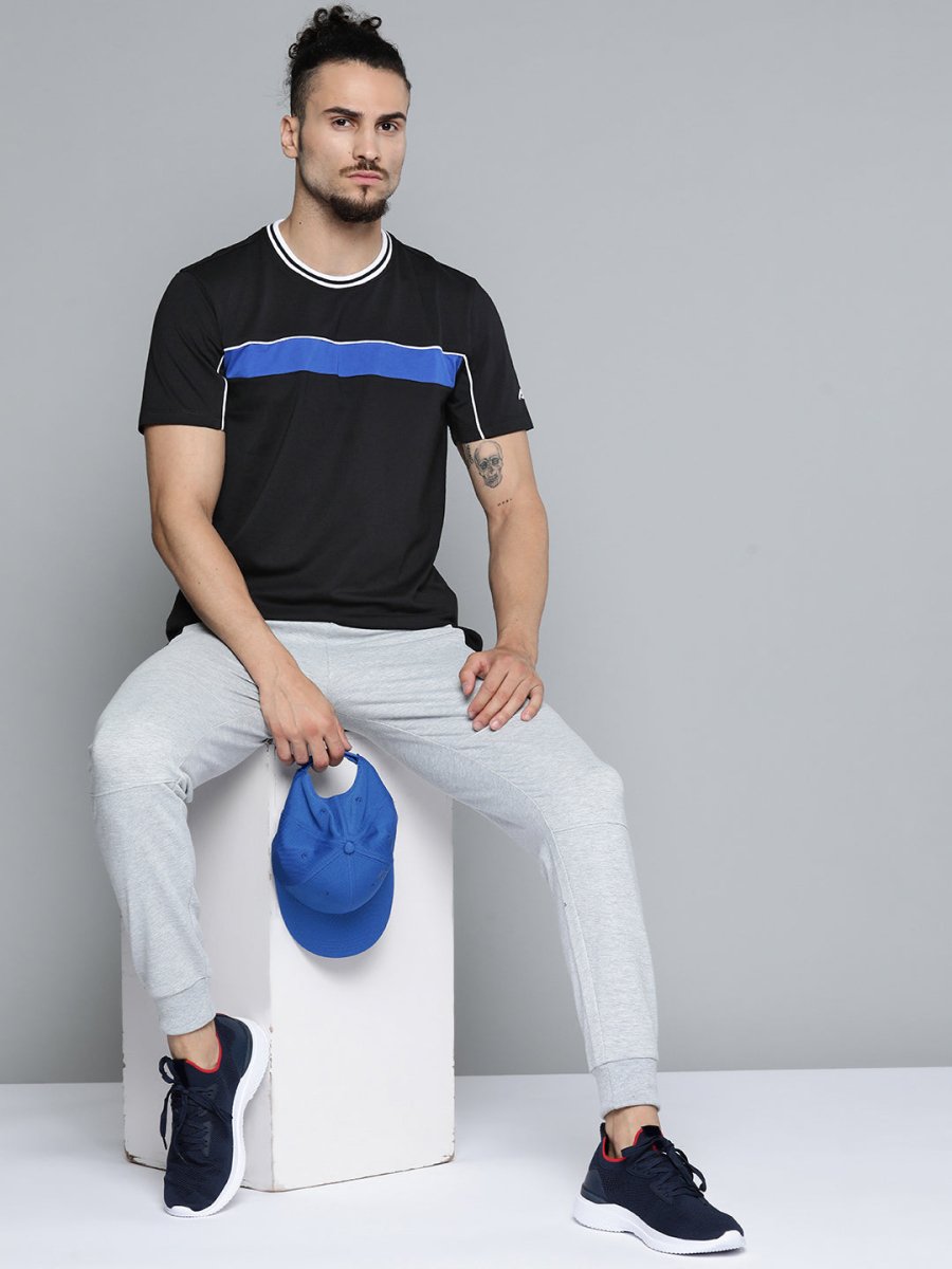 Alcis Men Black Solid Slim Fit Gym T-shirt | Swadesiicart