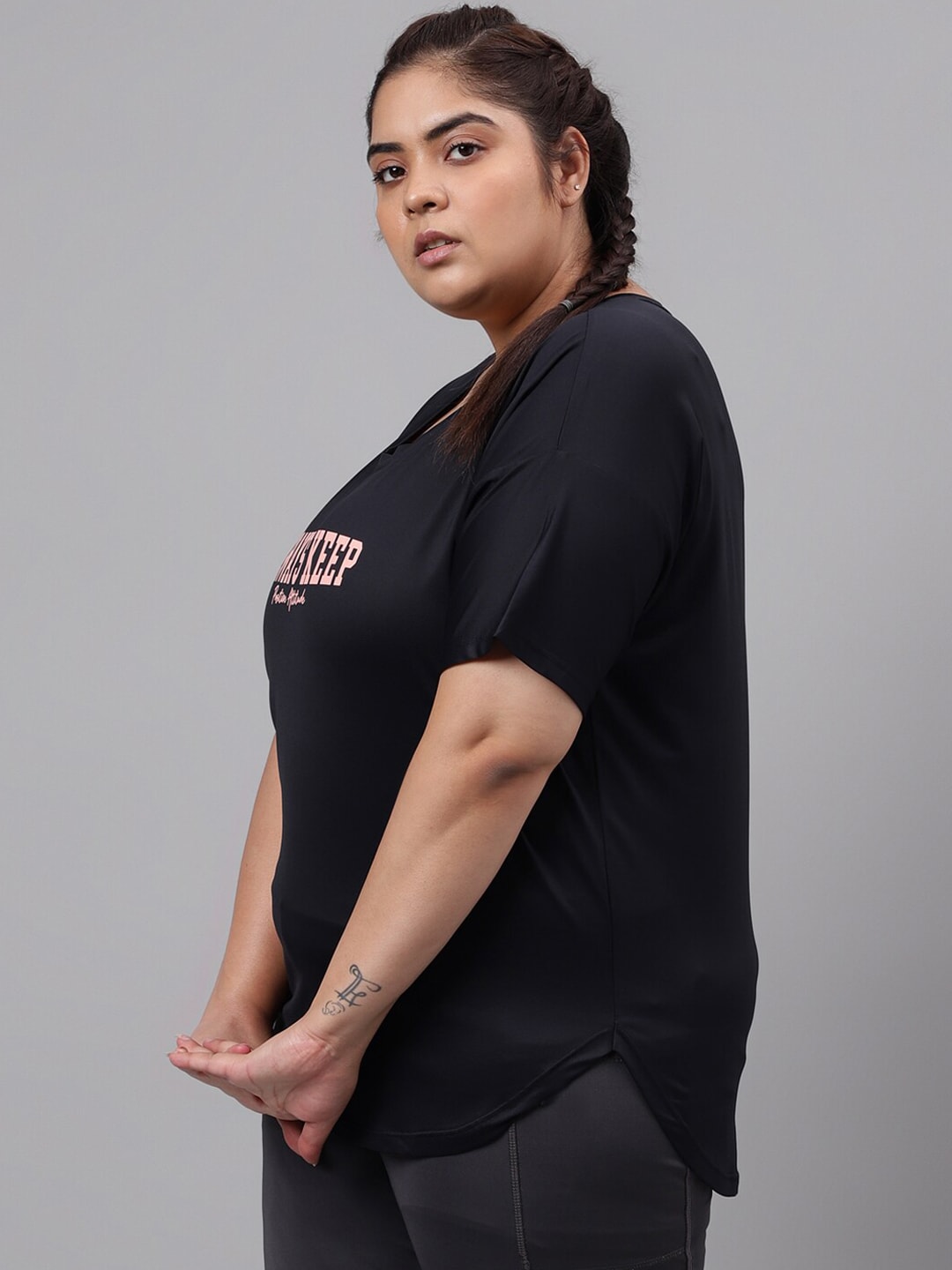 MKH Plus Size Typography Printed Relaxed Fit Dri FIT T-shirt - Swadesiicart