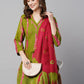 Indian Clothing Kalini Bandhani Printed Regular Kurta With Trousers & Dupatta - Swadesiicart