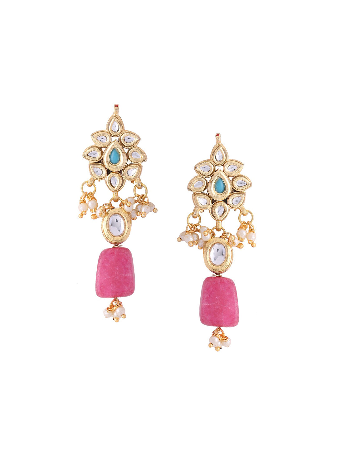 Shoshaa Gold Contemporary Drop Earrings | Swadesiicart