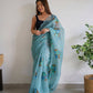 Vamsee Sky Blue Organza Saree - Swadesiicart