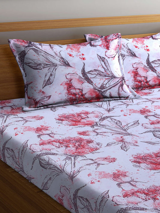 BOMBAY DYEING Floral Printed 100 TC Cotton Queen Bedsheet with 2 Pillow Covers - Swadesiicart