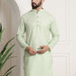 Sojanya Men Green Dobby Checked Straight Kurta | Swadesiicart