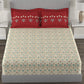 MYTRIDENT Beige Green Floral Cotton 144 TC Queen Bedsheet With 2 Pillow Covers - Swadesiicart