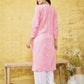ADA Women Pink & White Chikankari Embroidered Straight Sustainable Handloom Kurta | Swadesiicart