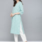 HERE&NOW Women Green & White Bandhani Print Straight Kurta - Swadesiicart