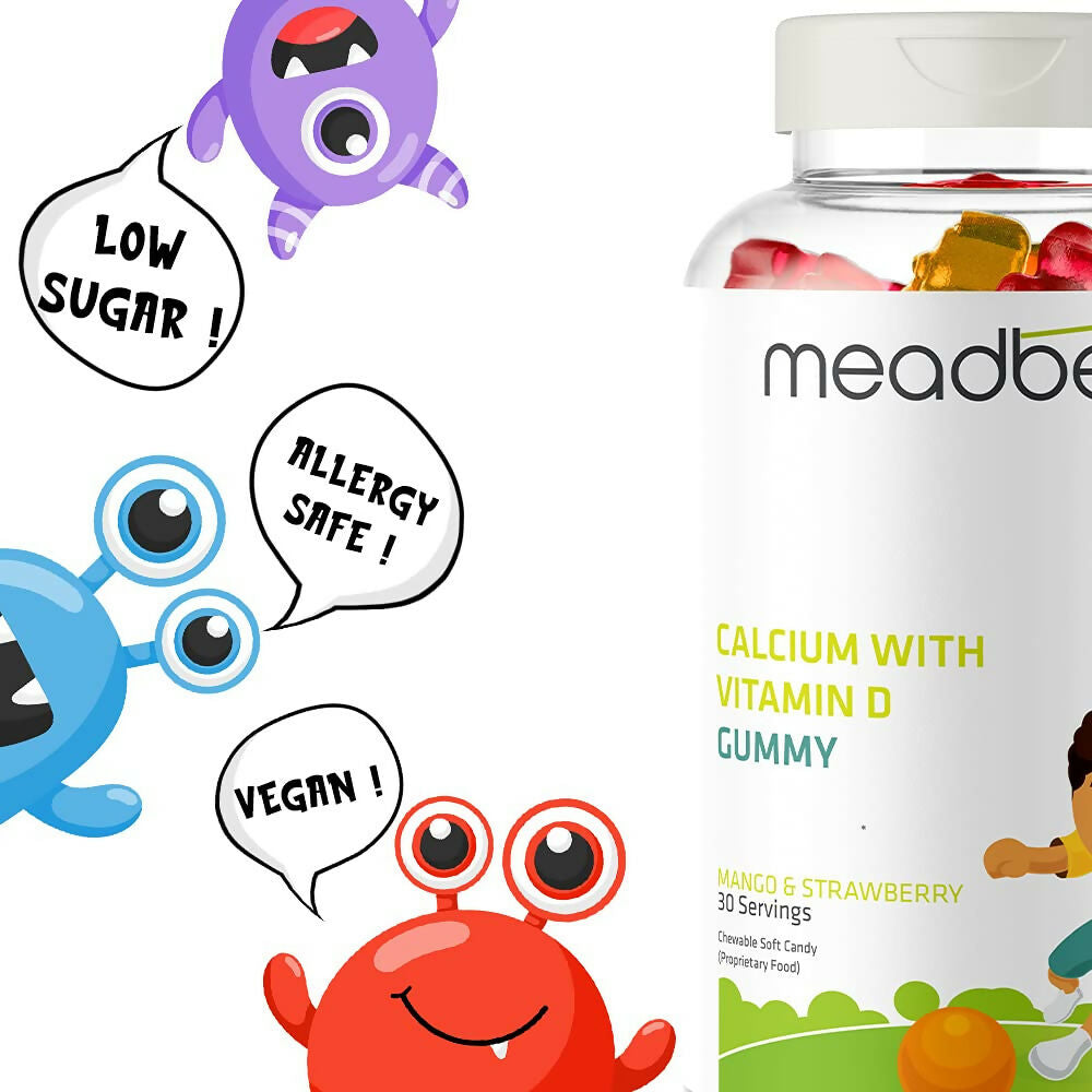 Meadbery Kids Calcium With Vitamin D Gummy - Swadesiicart
