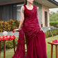 Tikhi Imli Embellished Half and half Satin Saree With Tassels | Swadesiicart