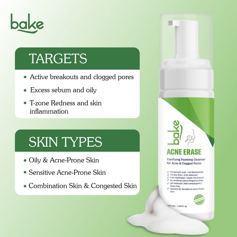 Bake Acne Erase Foaming Face Wash | Swadesiicart