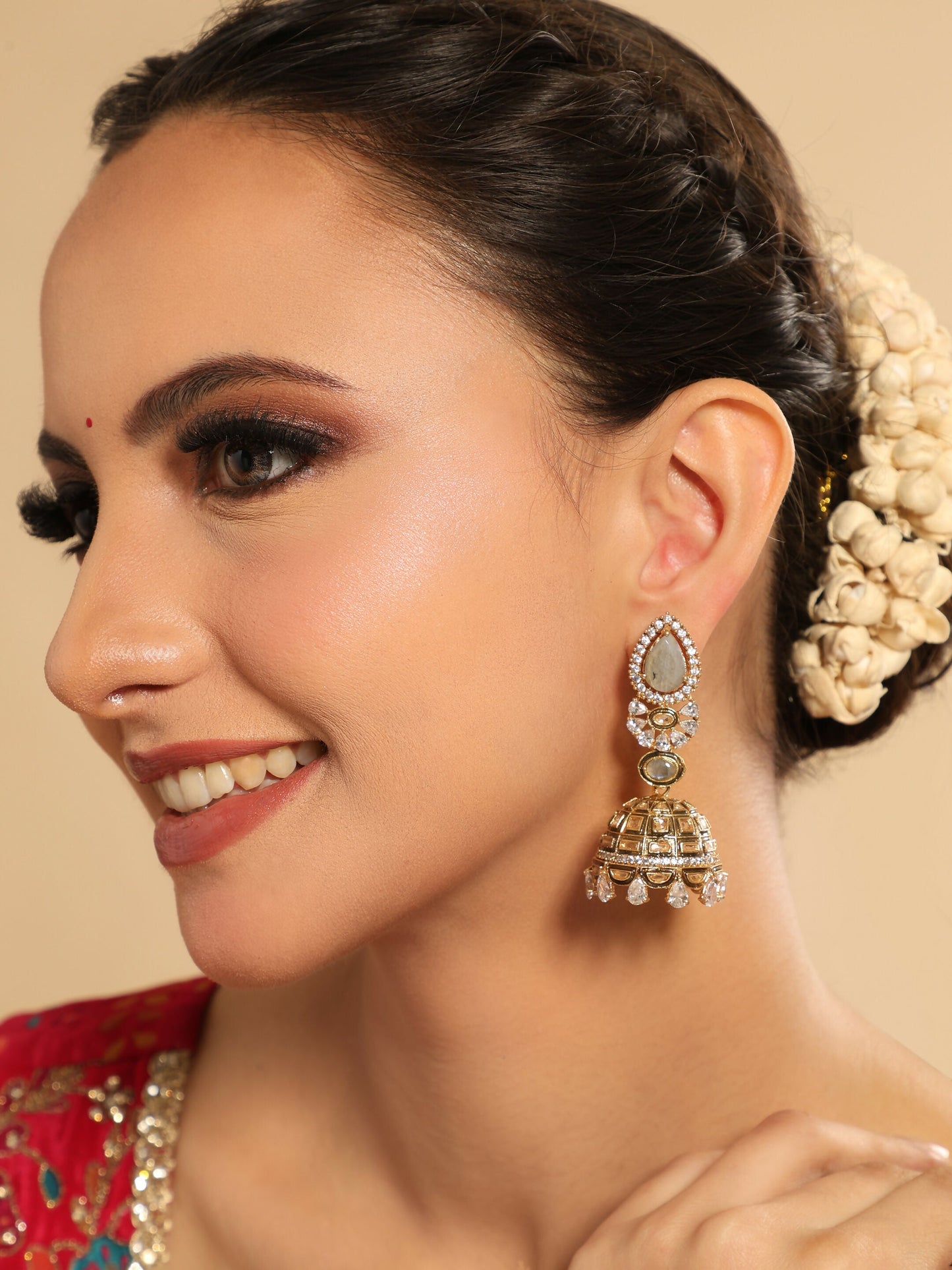 Nuyug 22K Gold Plated Aureate Swirl Jhumki Earrings | Swadesiicart