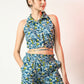 Myshka Women's Blue Printed Top With Shorts - Swadesiicart