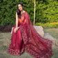 Vamsee Aaisa Maroon Organza Saree - Swadesiicart
