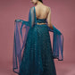 House of Panchhi Teal Net Sequinse Embroidered Lehenga & Blouse with Dupatta | Swadesiicart