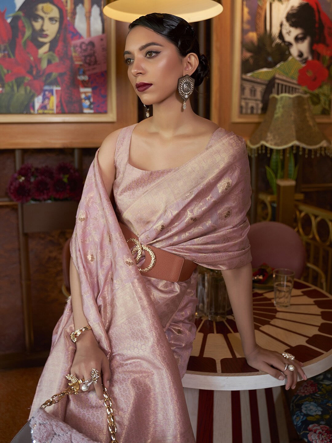 Mitera Woven Design Zari Banarasi Saree | Swadesiicart