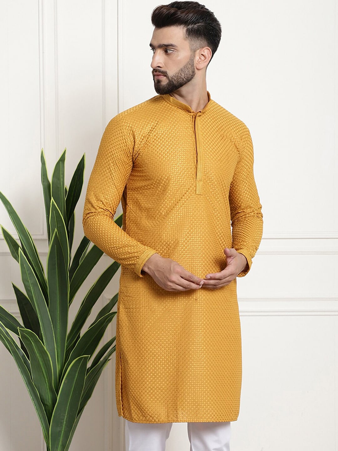 Sojanya Geometric Embroidered Thread Work Pure Cotton Straight Kurta | Swadesiicart