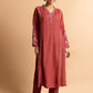 HOUSE OF KARI Floral Embroidered Regular Chikankari Kurta with Trousers | Swadesiicart