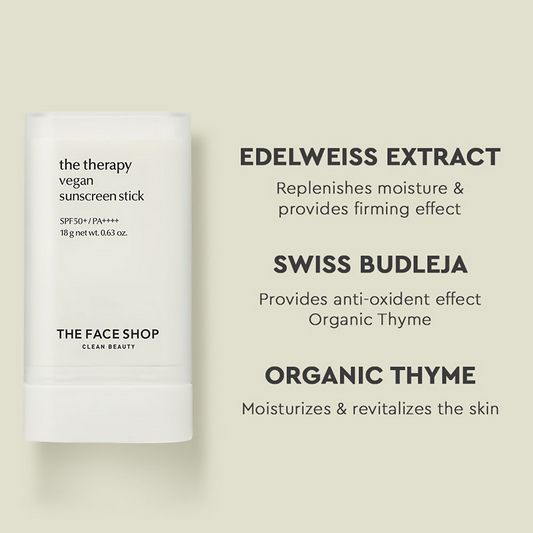 The Face Shop The Therapy Vegan Sunscreen Stick SPF 50+ - Korean Skincare