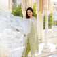 Vaasva Women Pista Green Linen Printed Kurta, Pant & Dupatta set | Swadesiicart