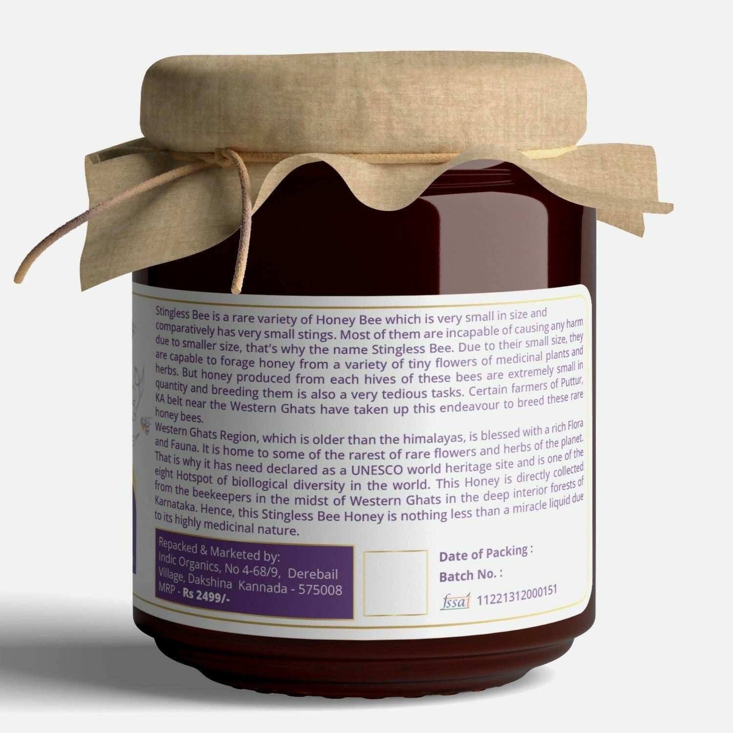 Indic Organics Small Stingless Bee Raw Honey from Western Ghats - Swadesiicart