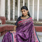 Vishnu Weaves Women's Wine Cotton Silk Printed Saree with Blouse - Swadesiicart