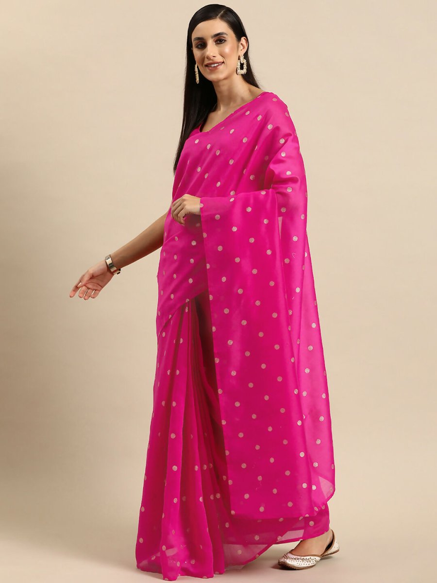 Ahalyaa Women's Traditional Semi Stitch Saree - Fuchsia | Swadesiicart