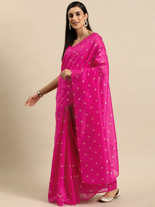 Ahalyaa Women's Traditional Semi Stitch Saree - Fuchsia | Swadesiicart