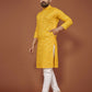 Anaita Yellow Embroidered Cotton Straight Kurta