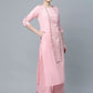 Ahalyaa Women's Baby Pink Pure Cotton Printed Kurta Palazzo Set | Swadesiicart